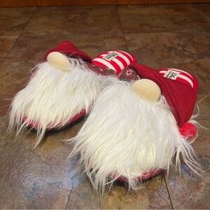 NWOT Festive Red and White Gnome Slippers Size 9-10